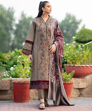 CS Dhanak 3PC Embroidered With Printed Wool Shawl-254