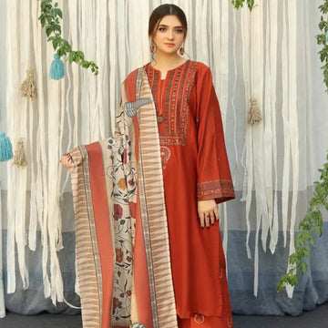 CS 3PC Dhanak Embroidered With Digital Printed Shawl-651