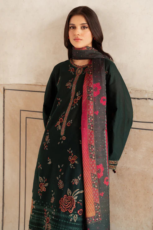 JAZMIN-3PC Dhanak Embroidered Shirt With Digital Printed Shawl-133