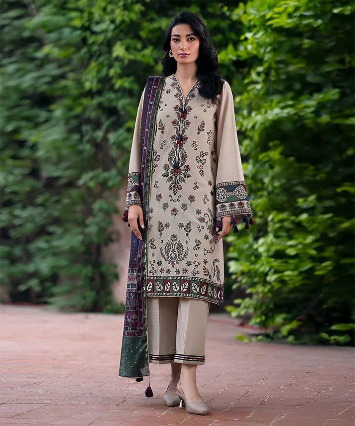 CS 3PC Khaddar Embroidered Shirt With Printed Dupatta-210