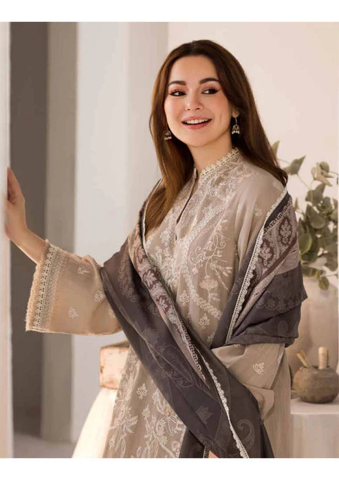 SOBIA NAZIR - 3PC DHANAK EMBROIDERED SHIRT WITH DIGITAL PRINTED SHAWL AND TROUSER-692